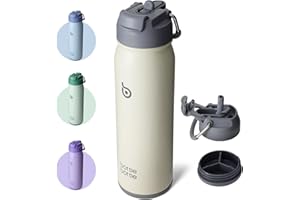 BOTTLEBOTTLE BOTTLE BOTTLE Botella de agua deportiva de 680.4 g con aislamiento de acero inoxidable con popote y soporte para pastillas (gris)