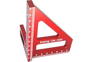 MOVKZACV Medidor de carpintería Scriber Square Transportador, aleación de aluminio, regla de triángulo de inglete de herramienta de medición, regla de triángulo de inglete de alta precisión (rojo)