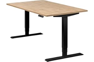 ‎BOHO OFFICE boho office® höhenverstellbarer Schreibtisch 140 x 80 cm - Elektrisch stufenlos, 2 Motoren, 3-Fach Teleskop, Memoryfunktion, Kollisionsschutz - Homedesk Schwarz inkl. Tischplatte in Wildeiche