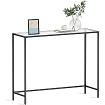 Tavolo Consolle Sottile 90cm URBNLIVING - Legno E Metallo, 2 Ripiani, Per Ingresso O Soggiorno Piccoli