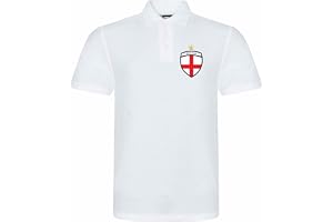 FULLY MERCHED England Football Polo Shirt UK Football 2026 Fan Shirt, England Supporter St George Cross Crest Polo Shirt Men 