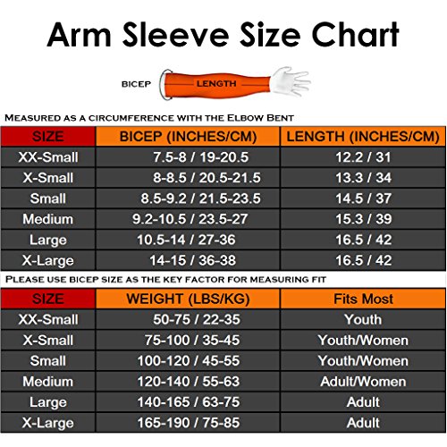 COOLOMG Anti UV Armschoner Arm Sleeve Anti Rutsh für Erwachsene Kinder Sports Basketball Power Shootor XS-XL 1 Stück - 4
