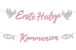 Erste Heilige Kommunion Girlande, Konfirmation Deko Flagge, Taufe Deko Banner, Hängedeko Banner Konfirmation für Erstekommunion Deko, Taufe Party Dekoration (Rosa)