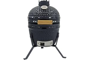 Azuma 13'' Ceramic Kamado I Mini Kamado BBQ Charcoal Grill, Egg BBQ, Barbecue Grill I Portable Oven and Smoker with Stand I Barbecue Grill - Black Smoker Oven I Grill Outdoor I Smoking & Baking