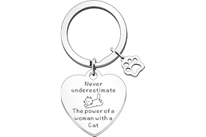 JETTOP Cat Gifts for Woman Keyring - Cat Lover Gifts for Birthday Christmas Never Underestimate The Power of a Woman with a Cat