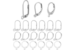 UNICRAFTALE Circa 60 pz Orecchino Leverback In Acciaio Inox Rotondo Cerchio Earwires con Loop Earwire Risultati per Orecchino Fare 14.5~18x10~12x1.5~2mm