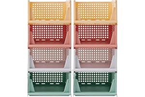 RMAN 8 set Organizer Armadio Pieghevoli Organizzatore Armadio in Plastica Scatole Portaoggetti Impilabili Cassettiera Interna Salvaspazio per Vestiti, T-shirt, Calze, Rigido