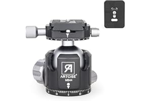 ARTCISE MB44 Tête Sphérique de Trépied à Profil Bas, Entièrement en Métal CNC Bouble Rotul Panoramique, Diamètre de la Boule 44 mm Pour Trépied, Appareil Photo Reflex Numérique