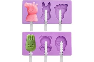 KEELYY Eisformen Silikon, 2Stück Eis am Stiel Formen, BPA Frei Popsicle Form mit 6 Stäbchen DIY Ice Lolly Mould für Kinder und Erwachsene