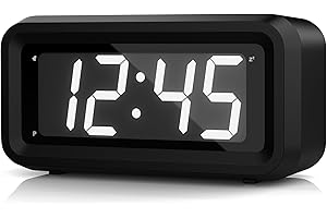 KWANWA Sveglia Digitale,Sveglia da Comodino,LED Sveglia con Grande 1.2 '' Time Display LED, Batteria AA Alimentato Solo, Funzione Snooze, Senza Ticchettare(Display bianco)