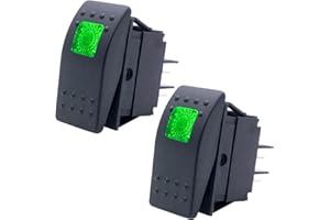 Taiss/2Pcs Boot Marine Beleuchteter Wippschalter 12V 20A 4Pin Ein/Aus mit grüner LED Auto Offroad Druckknopf Kippschalter RK1-06N-G