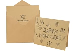 ‎FEPITO FEPITO 36 Stück Frohes Neues Jahr Grußkarten mit 36 Umschlägen und 36 Aufklebern