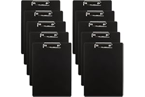 CYEER Clipboard A4 Pack of 10, Plastic Clipboard with Hanging Hole, Black A4 Clipboards Folder Clip Board with Low Profile Clip