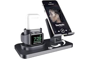 AICase Tablet-Halterung, Airpods Pro/1/2, Watch-Halterung, Telefonhalterung, 3-in-1-Ladestation für Apple Watch Series 5/4/3/2/1, Dock Halterung für iPad 12.9 (grau)