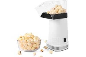 Nictemaw Heißluft-Popcorn-Maker, Elektrischer, ölfreier Popcorn-Maker, 1200 W, Weiß