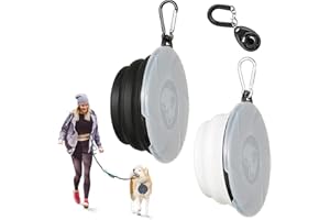 BLUEEE CHECKERS 2 Stück Hundenäpfe Faltbare Reiseschale,Hundenapf Unterwegs mit Deckel und Haken,Hund Reisenäpfe Tragbar Silikon Auslaufsicher 450ml,Schwarz + Weiß+1 klick Training