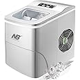 NB North Bayou Ice Maker Machine with Durable Compressors, 9 Cubes Ready in 8 Mins, Make 12Kgs Ice in 24 Hrs, Large or Small Ice Selectable，Fits Restaurants, Bars, Includes Scoop and Basket (Silver)