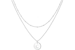 TINGN Buchstaben Kette Damen Mädchen - 14 Karat Vergoldet Ketten Doppelter Seite Gravierter Ketten Damen Mädchen Buchstaben Kette Layering Halsketten Frauen Schmuck Geschenke für Kinder