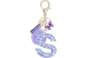 JSRQT Alphabet Initial Letter Keychain Purple