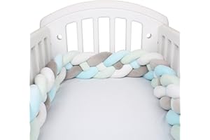 JIcloun Tour de Lit Tresse Tour de Lit Bébé Tresse 4 Brins Tresse de Lit Longues Bandes Tissées Coussin Tresse Tour de Lit,Bébé Beau Velours Cuddle Nid,A1,3M