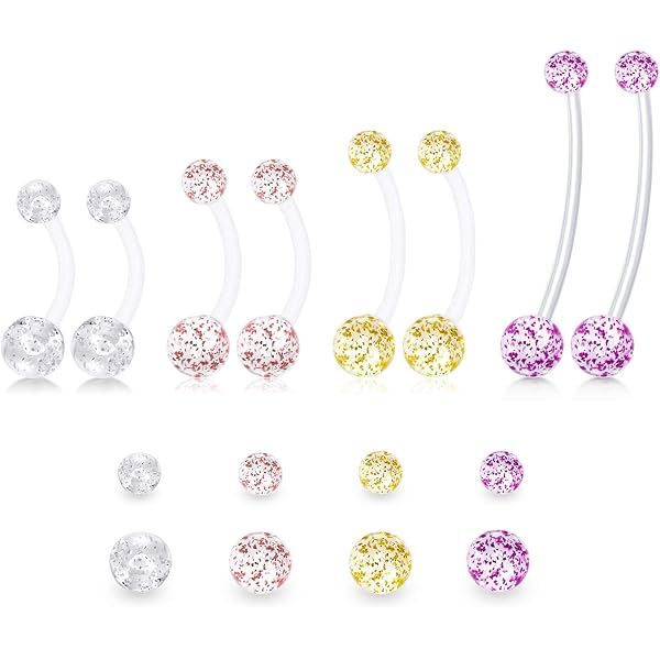 Lot De 4 Piercings Nombril Grossesse – Barres 25 Mm 14G, Acrylique Bioflex – Pour Maternité