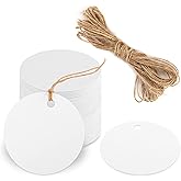 50 Etichette Carta Kraft Rotonde | 5,5 Cm Con Spago Iuta | Per Bomboniere Matrimonio Natale Regali - Foto 5