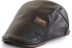 JFAN Męska czapka ze skóry PU płaska czapka gazeciarz czapki kaczy dziób Scally Beret czapka regulowana czapka taksówkarza