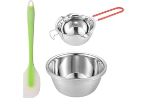 Greyoe Pentola a Bagnomaria da 480 ml + Ciotola di Fusione da 18 cm in Acciaio Inossidabile 304, Pentola per Bagnomaria con Spatola di Fusione, per la Fusione di Cioccolato | Burro Formaggio Caramello