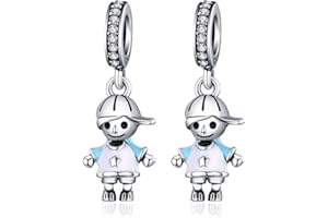 Mar's Designs - Pareja dos hermanos de Charms originales Plata compatibles con Pandora. Regalos para tu madre - 2 niños hijos - Cumpleaños mujer. Colgantes plata para pulseras y collares