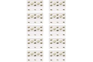 MISKALL 10 Pièces Bornier Ceramique, TC-613 Bornier en Céramique, Connecteur de Fil Borne en Céramique à Trois Voies Borne en Céramique 24A Borne en Céramique à Huit Trous