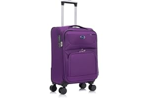 Aerostar Carry-on 20" Lightweight Soft Expandable Suitcase, Hand Luggage 4 Wheels & Combination Lock, 55x35x20cm | Accepted All Airlines easyjet, RyanAir, British Airways (Purple Haze, 36 litres)