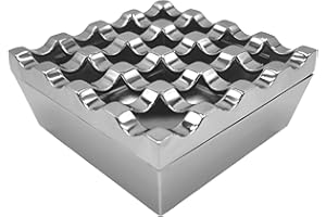 Hozuumo Posacenere Con Coperchio, Posacenere a Vento a 16 Fori in Metallo Piano Rimovibile, Adatto Per Esterni, Bar, Auto E Decorazione Della Casa, Argento