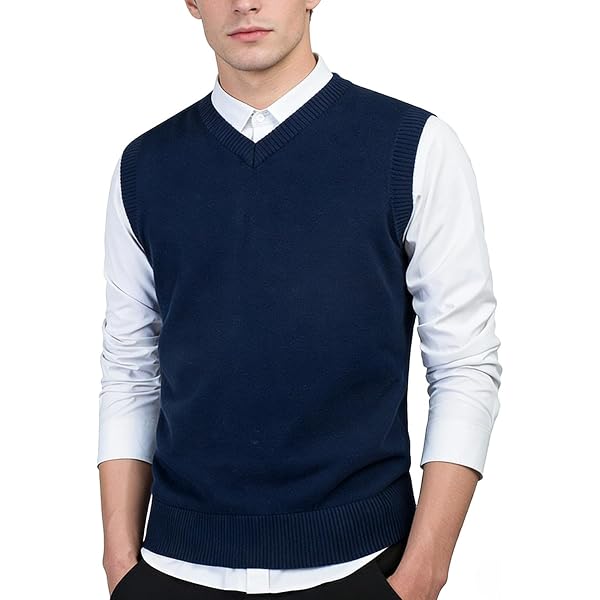 Pull Sans Manches Homme Col V Gilet Tricot Rayé Grosse Maille Automne Hiver - Coupe Slim Fit Élégante
