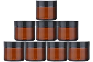MYTHOSURGE 8 Stück Braunglas Salbentiegel,60ml Amber Glas Leerdose, Creme behälter,kleine dose mit deckel, Reise Probenbehälter,Cremedosen zum Abfüllen von Kosmetika, Lotionen, Cremes