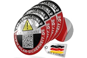 ‎GRIP&BENDER 4 Stück GPS Anti-Diebstahl Aufkleber, Tracking Warnhinweis Sticker mit Webseite, Kleine Warnaufkleber (4 Stück, 32mm)