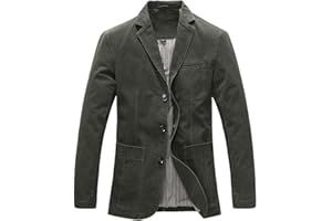 ALLTHEMEN Chaqueta Casual para Hombre Chaqueta Slim fit de Manga Larga Algodón Lavado Trajes Casuales de 3 Botones Blazer Chaquetas