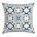 Produktbild WERERT Kissenbezug Traditional House Decor Throw Pillow Back Cushion Cover Mosaic with Azulojo Spanish Influence Authentic Arabesque Inspired Artwork, 18X18 inch Comfortablees, Blue