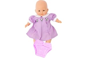 FRILLY LILY U.K Company Lilac Spotty Dress and Pink Nappy for Dolls 12-14 inch (30-36 cm) Such as My Little Baby Born and My First Baby Annabell DOLL AND SHOES NOT INCLUDED