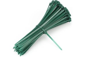KINGLAKE 100Pcs 100x2.5mm Self-Locking Garden Cable Ties Dark Green Plant Nylon Ties Adjustable Zip Ties Multi-Purpose