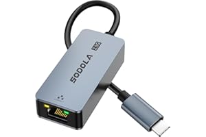 SODOLA Adapter sieciowy USB C 2.5G LAN RJ45 2500 Mbps, adapter Ethernet do laptopa, aluminium, adapter typu C LAN, kompatybilny z NAS, MacBook Air/Pro, iPhone 15/16 Pro/Max