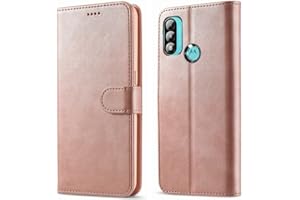 NWNK13 For Motorola Moto E20 / E30 / E40 Case Leather Wallet Book Flip Folio Stand View Magnetic Closure with Card Slots Cover for Moto E30 (Rose Gold)