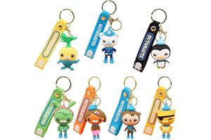 IOSCDH 7pcs Octonautas Keychain Octonautas Mini Juego de Decoración Decorativo de Dibujos Animados Figura de Acción de Película Clásica Llavero Regalo de cumpleaños