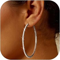 Orecchini A Cerchio XXL 50 Mm In Acciaio Inox &ndash; Grandi Cerchi Tondi Per Donna