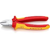 Knipex diyagonal kesiciler, krom kaplama, &ccedil;ok bileşenli manşonlarla izole edilmiş, VDE-testli 180 mm 70 06 180