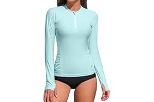 ATTRACO Women's Rash Vest UV Sun Protection Swim Shirt Long Sleeve Wetsuits Tops