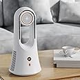 Cestbella Desk Bladeless Fan, Desktop Cooling Fan with 6 Speeds Rechargeable USB Table Personal Cooler, LED Digital Display Silent Office Fan with Aromatherapy Box Cordless Fan for Home Outdoor Travel