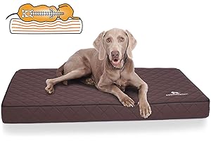 Knuffelwuff Orthopädische Hundematte Juna Hundebett aus laser gestepptem Kunstleder waschbar Hunde ortho orthopädisch memory 78x65cm Braun