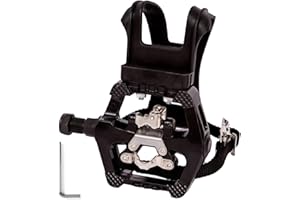 COZYROOMY Pedales SPD - Pedal híbrido con Jaula y Correa, Adecuado para Bicicletas Ejercicio Interior, Bike Spinning y Todas Las Bicicletas con un Eje 9/16 Pulgadas