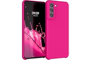 kwmobile Carcasa Compatible con Samsung Galaxy S21 FE Funda - Case TPU y Silicona antigolpes - Apto Carga inalámbrica - Rosa neón