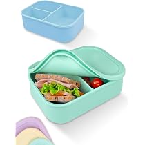 Silikon-Bento-Box Mit 3 Fächern – Auslaufsicher, Mikrowellengeeignet, BPA-frei (Gelb)